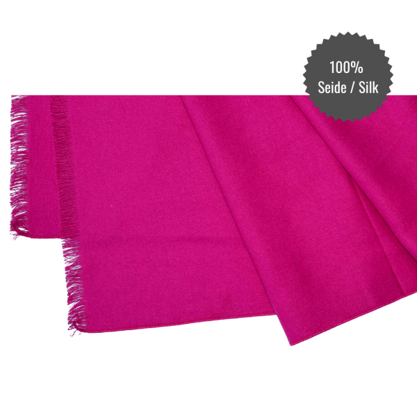 Scarf Shawl 100% Silk Flannel Magenta Pink Unicolour